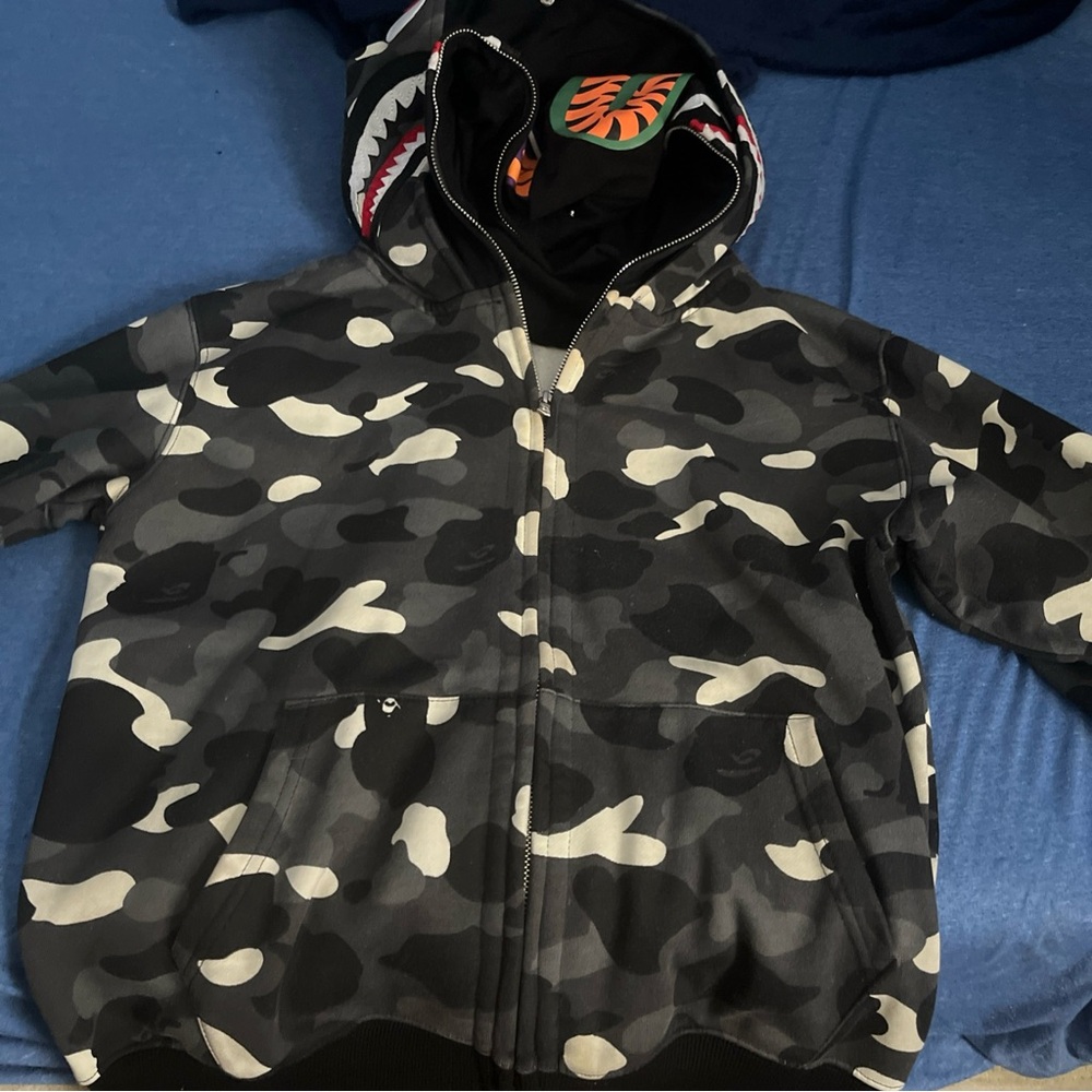 Men's Bape City Camo Shark Wide Full Zip Hoodie